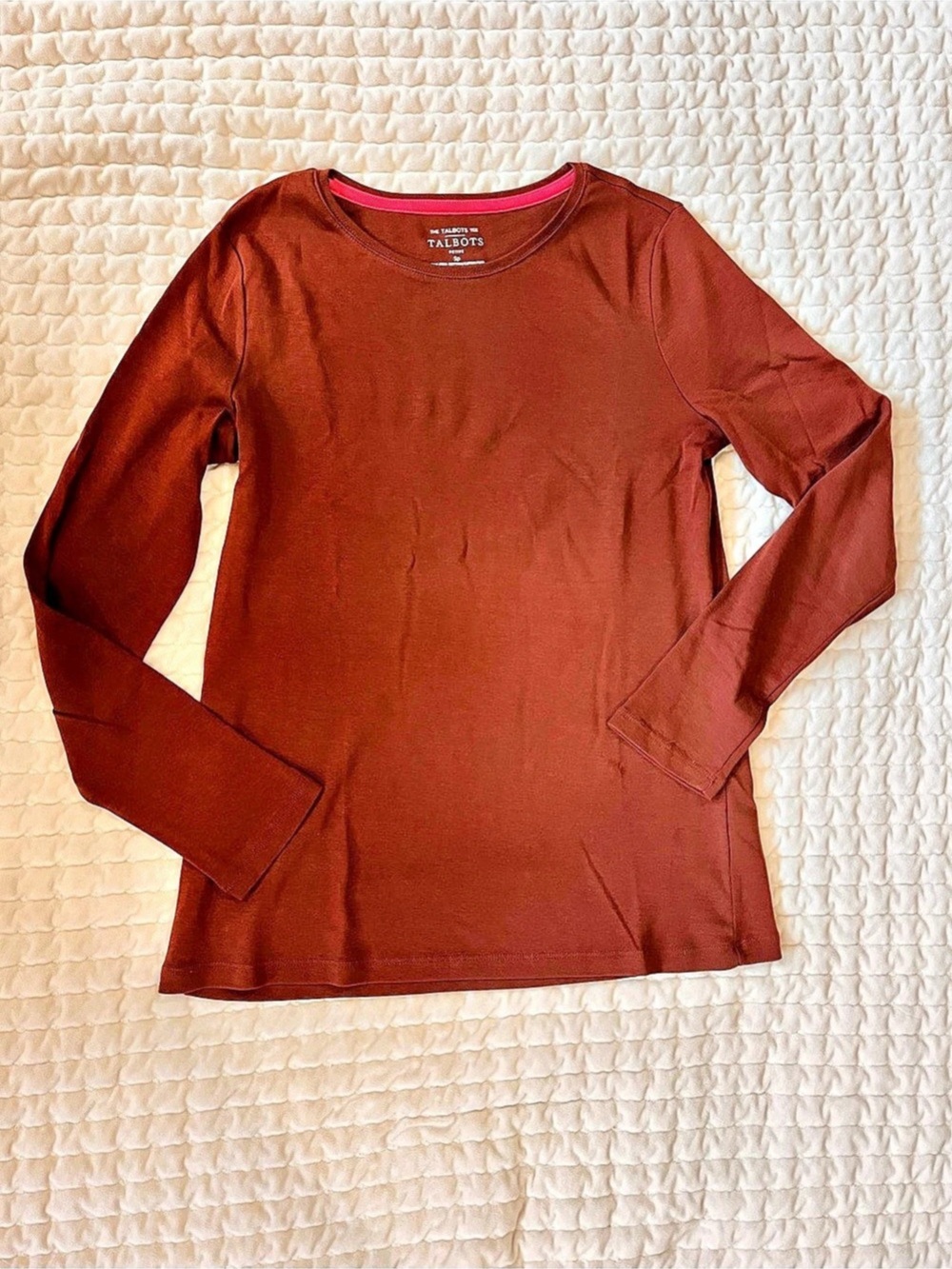 Talbots Size Small Petite Pima Long Sleeve Crewneck